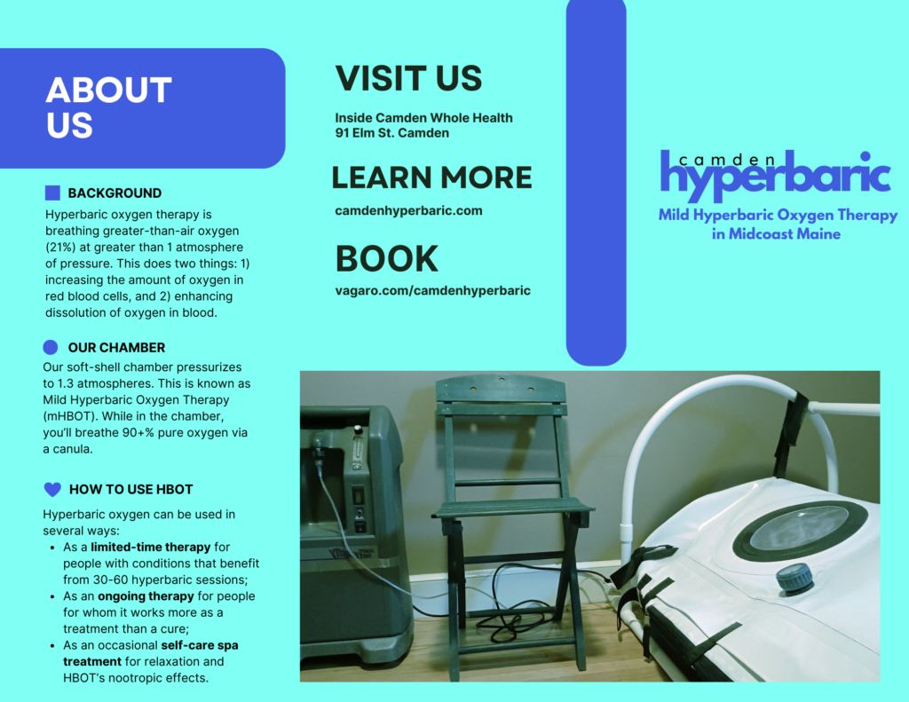 Brochure for Mild Hyperbaric Oxygen Therapy (Page 1)