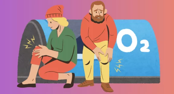 graphic of people with arthritis in front of a hyperbaric machine